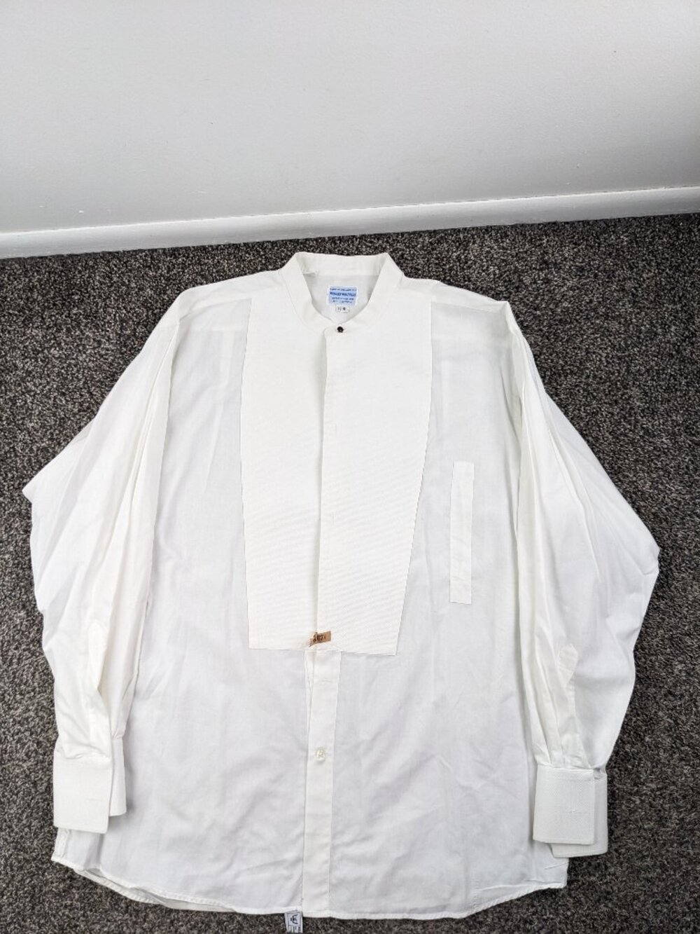 Vintage Brooks Brothers Tuxedo Dress Shirt French Cuff Bib White Sz 16 England